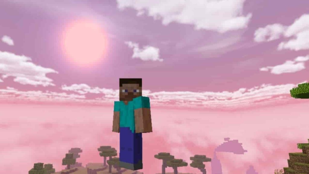 Скачать Шейдер Розовое Небо и Солнце для Minecraft PE